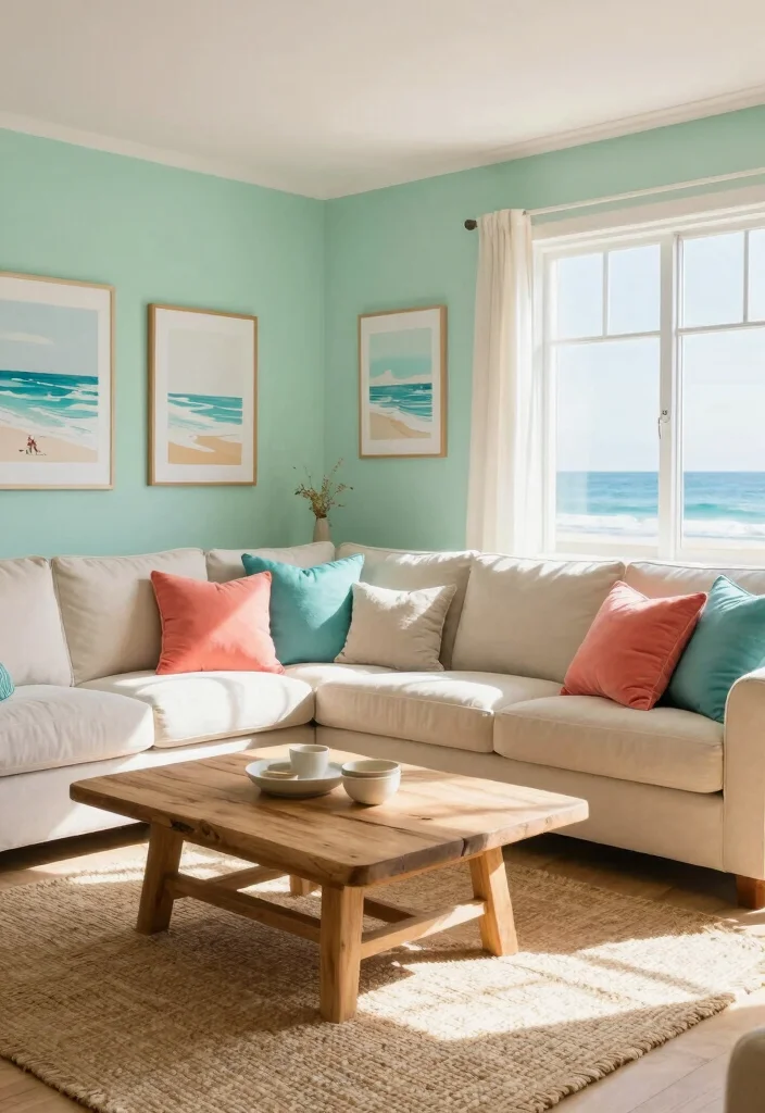 10 Beach House Living Room Ideas That Feel Breezy and Calm 1. Sun Kissed Color Palette 0