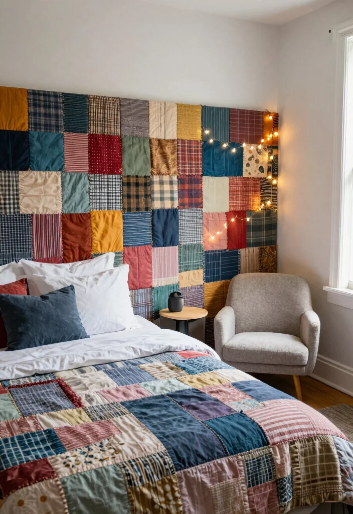 10 Bedroom Headboard Ideas That Feel Fresh and Elevated 60 10 Bedroom Headboard Ideas That Feel Fresh and Elevated 10. DIY Fabric Scrap Headboards 0