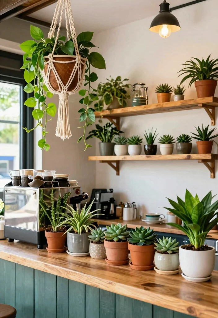 10 Boho Coffee Bar Ideas with Texture Plants and Personality 2. Indoor Plants for Life and Energy 0