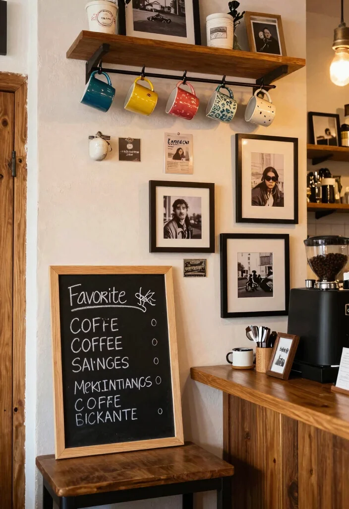10 Boho Coffee Bar Ideas with Texture Plants and Personality 3. Personalized Coffee Stations 0