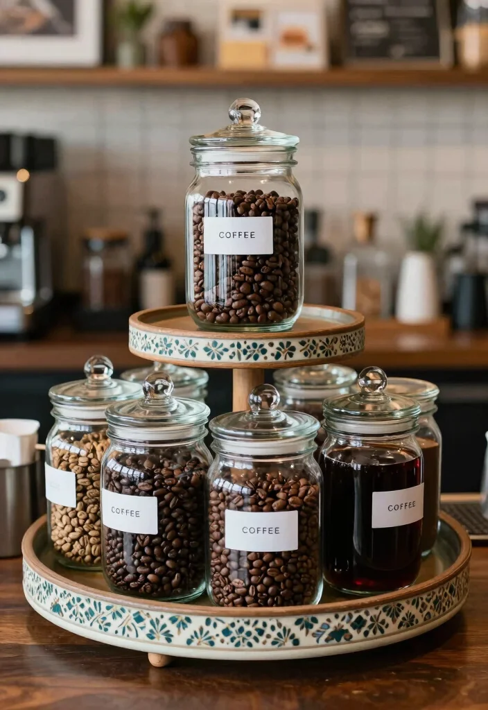 10 Boho Coffee Bar Ideas with Texture Plants and Personality 9. Thoughtful Coffee Displays 0