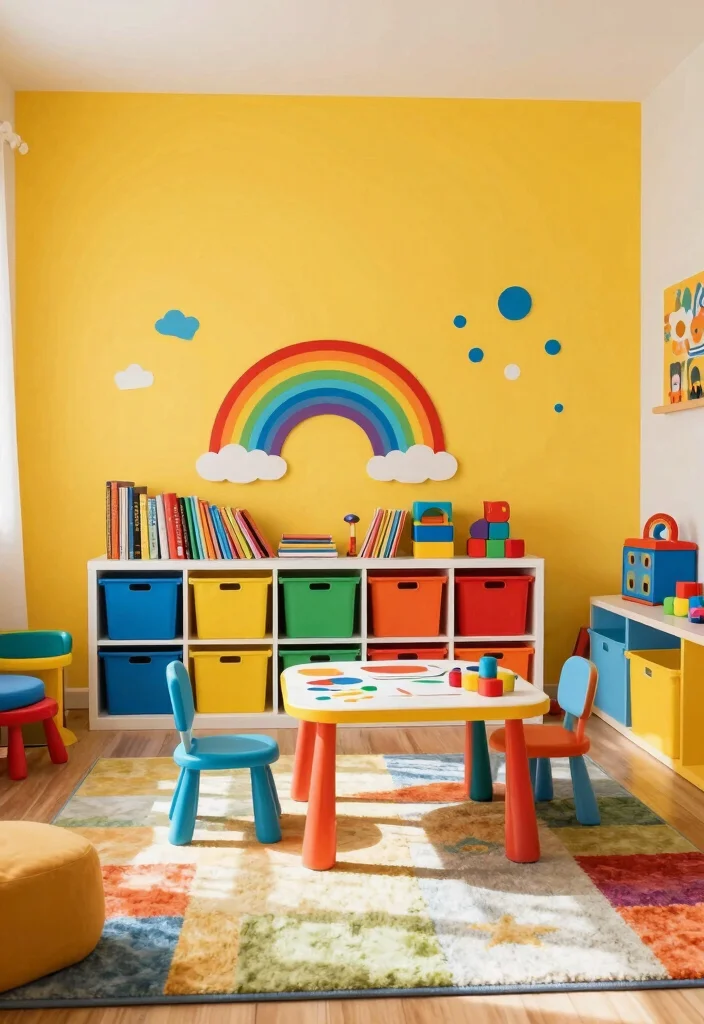 10 Boy Playroom Ideas with Energy and Smart Storage 2. Bright and Colorful Corner 0