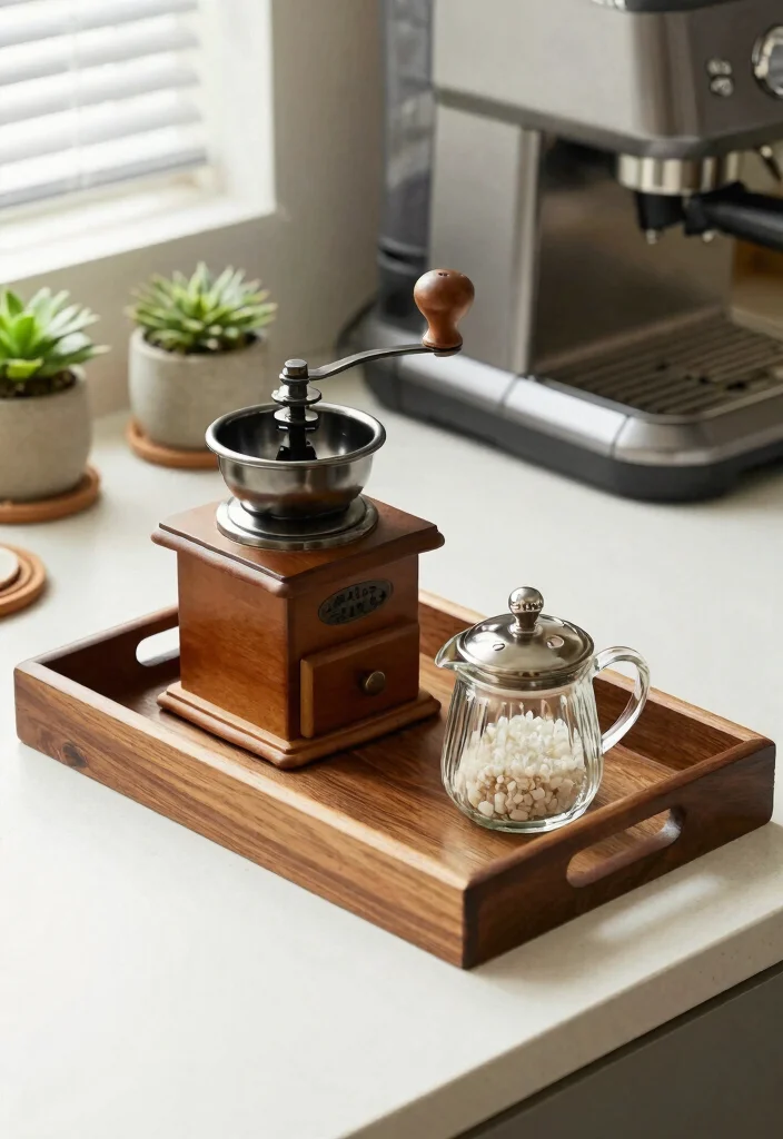 10 Countertop Coffee Bar Ideas That Feel Clean and Curated 4. A Stylish Coffee Tray 0