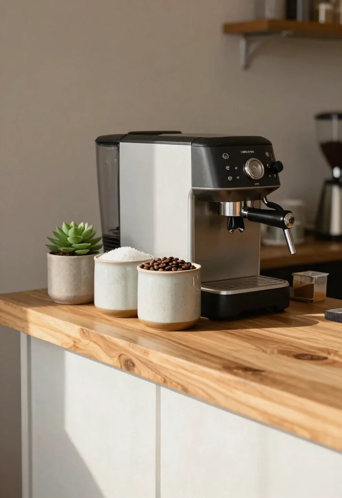 10 Countertop Coffee Bar Ideas That Feel Clean and Curated 5. Incorporate Natural Materials 0