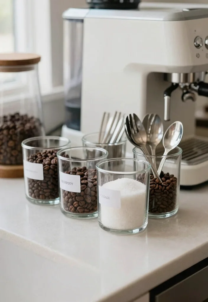10 Countertop Coffee Bar Ideas That Feel Clean and Curated 6. Use Clear Containers for Storage 0