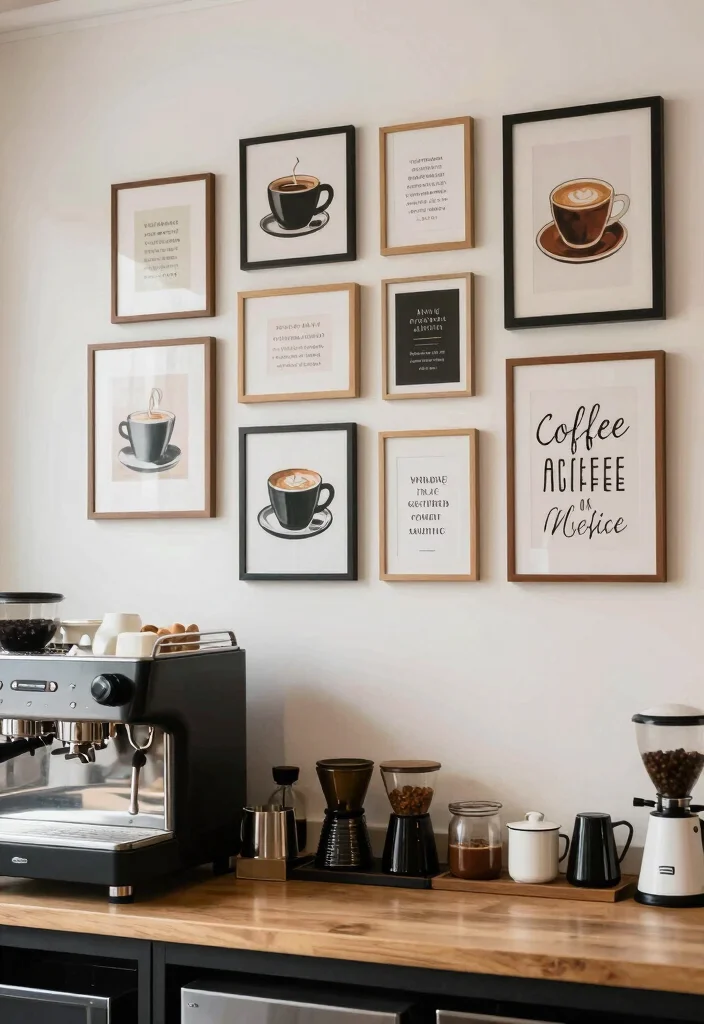 10 Countertop Coffee Bar Ideas That Feel Clean and Curated 7. Statement Wall Art 0