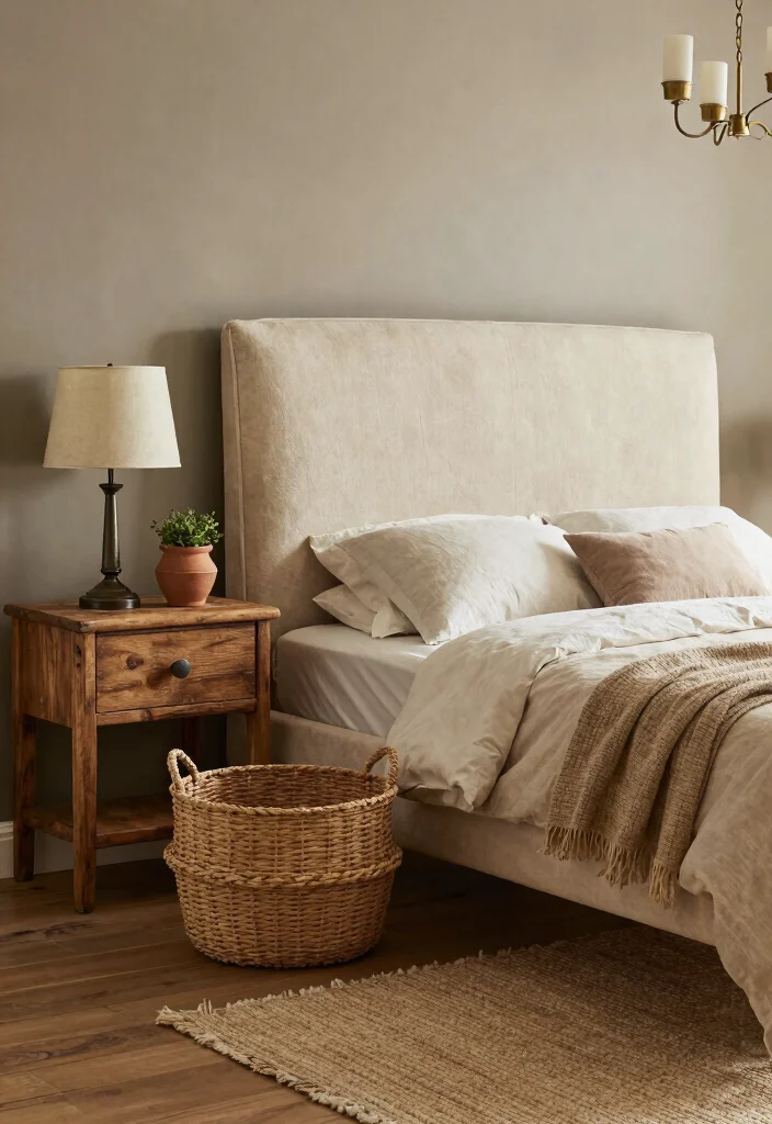 10 Cream Headboard Bedroom Ideas with Warm Layered Neutrals 24 10 Cream Headboard Bedroom Ideas with Warm Layered Neutrals 4. Rustic Charm with Earthy Tones 0