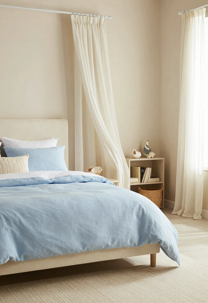 10 Cream Headboard Bedroom Ideas with Warm Layered Neutrals 25 10 Cream Headboard Bedroom Ideas with Warm Layered Neutrals 5. Coastal Vibes with Soft Blues 0