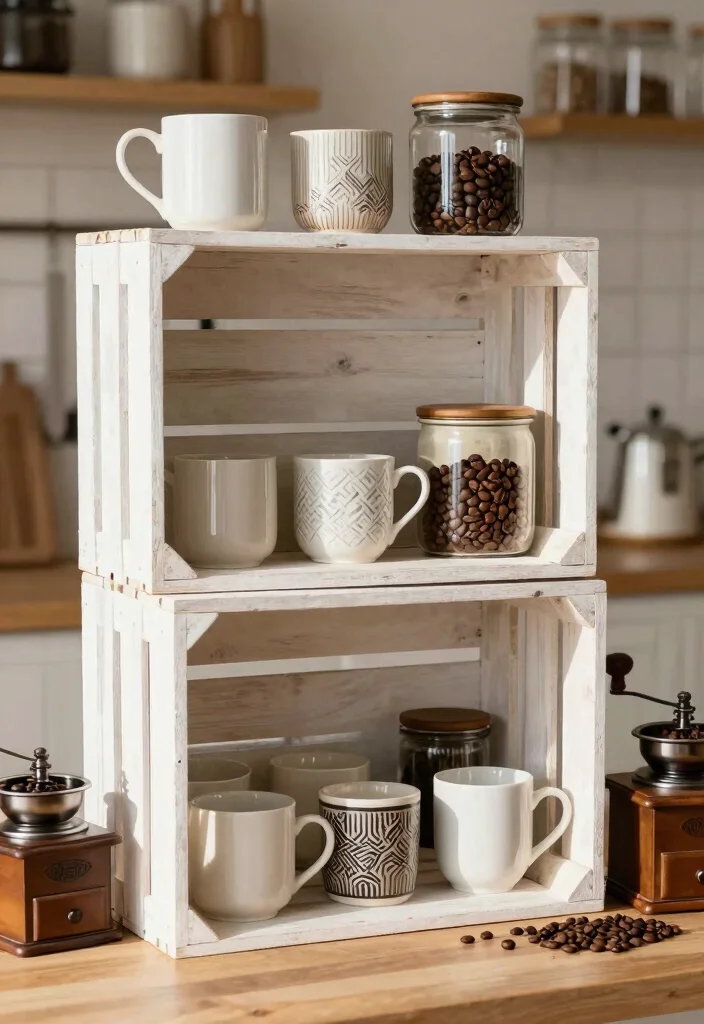 10 Dollar Tree Coffee Bar Ideas That Look Shockingly Chic 1 10 Dollar Tree Coffee Bar Ideas That Look Shockingly Chic 1. Rustic Wooden Crates for Storage 0