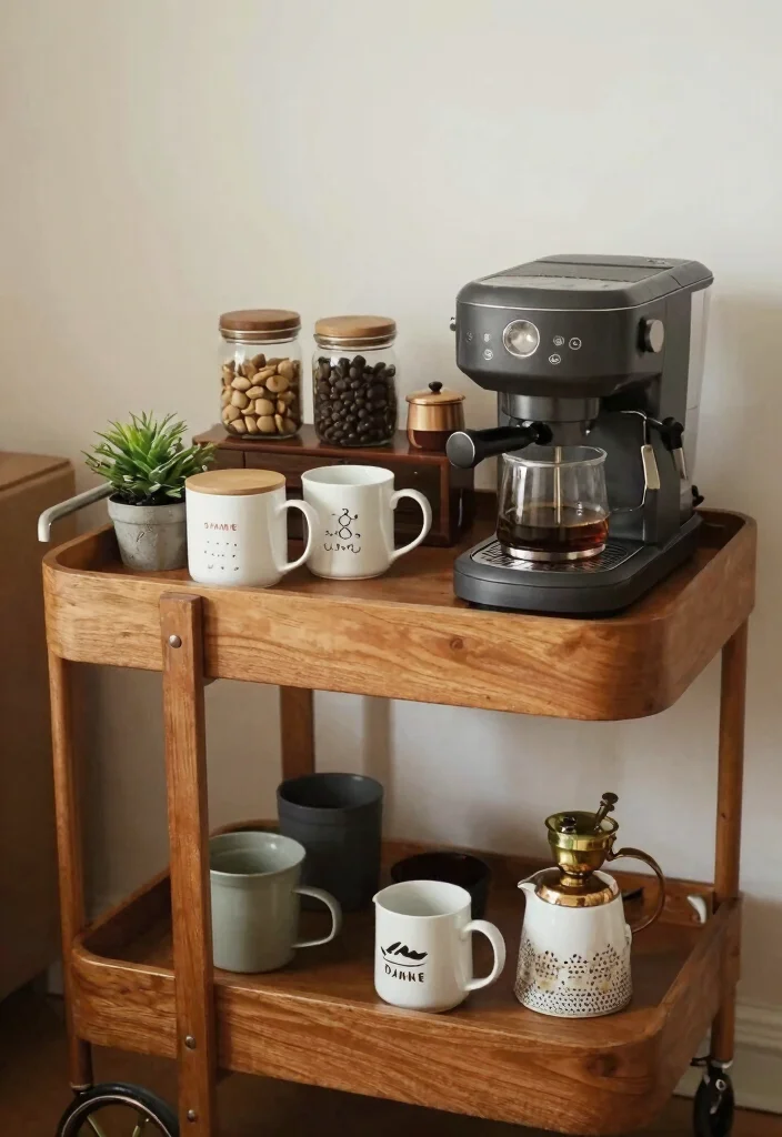 10 Dollar Tree Coffee Bar Ideas That Look Shockingly Chic 46 10 Dollar Tree Coffee Bar Ideas That Look Shockingly Chic 6. DIY Coffee Station Cart 0