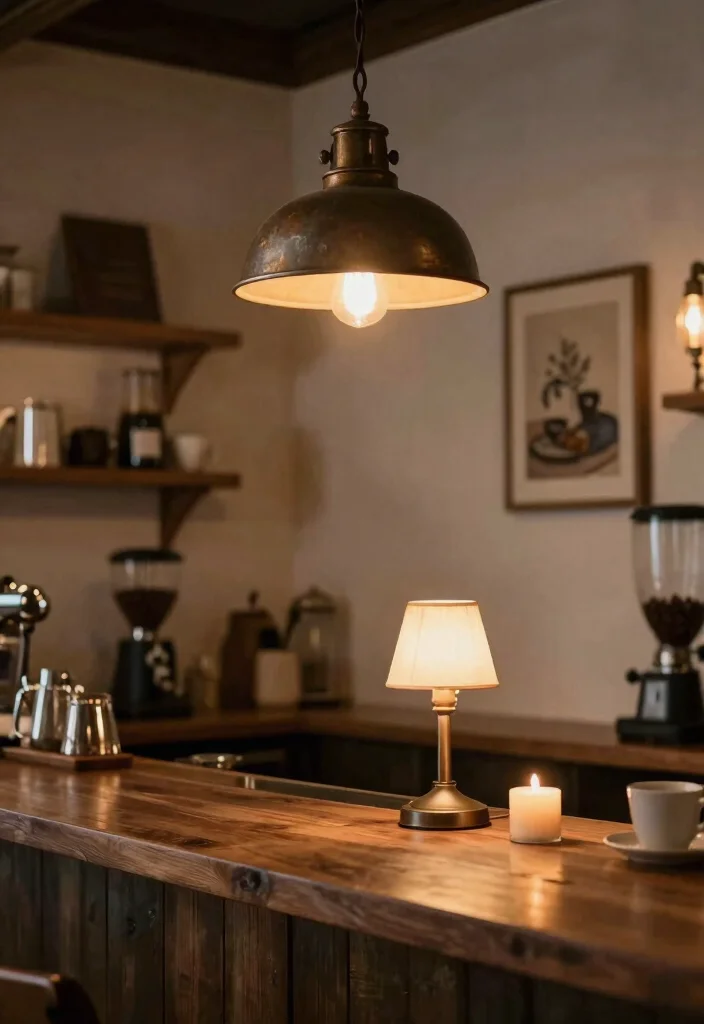 10 Farmhouse Coffee Bar Ideas with Warm Wood and Soft Lighting 12 10 Farmhouse Coffee Bar Ideas with Warm Wood and Soft Lighting 2. Soft Lighting Fixtures 0