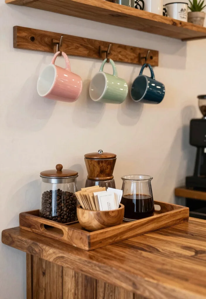 10 Farmhouse Coffee Bar Ideas with Warm Wood and Soft Lighting 27 10 Farmhouse Coffee Bar Ideas with Warm Wood and Soft Lighting 7. Warm Wood Accents 0