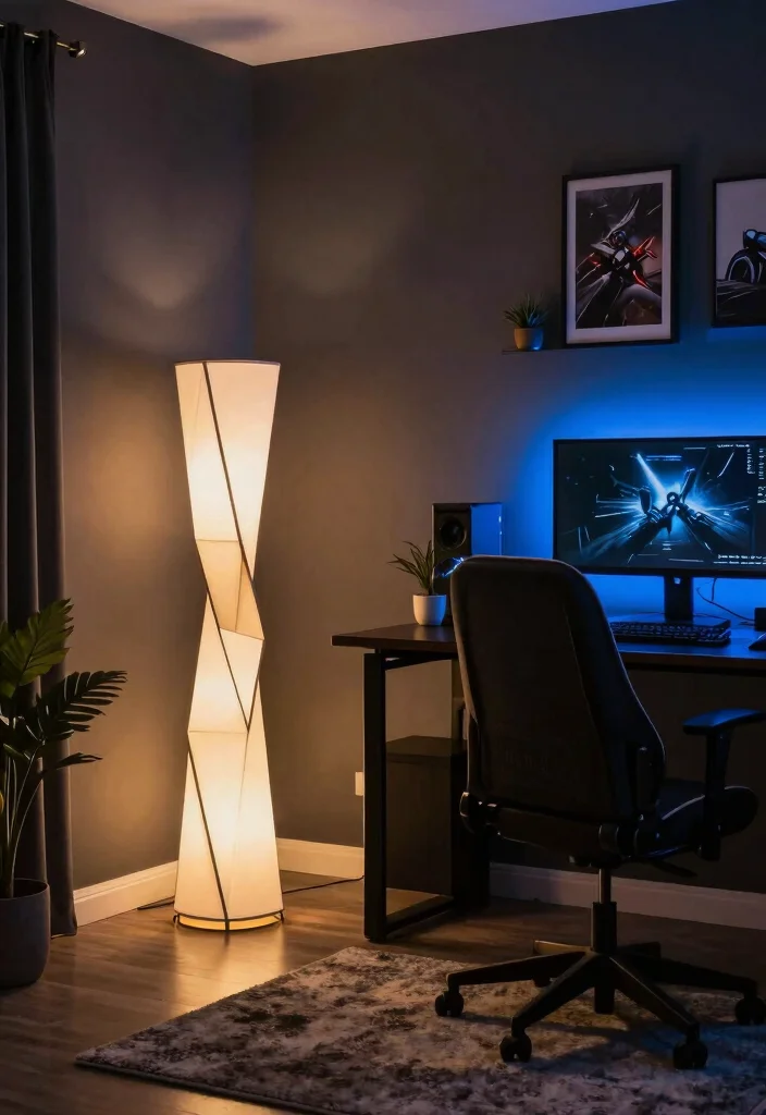 10 Gamer Living Room Ideas That Still Feel Adult and Stylish 23 10 Gamer Living Room Ideas That Still Feel Adult and Stylish 3. Statement Lighting 0