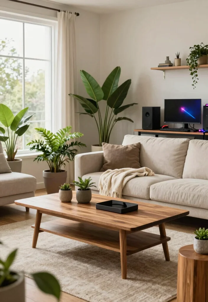 10 Gamer Living Room Ideas That Still Feel Adult and Stylish 48 10 Gamer Living Room Ideas That Still Feel Adult and Stylish 8. Natural Elements 0