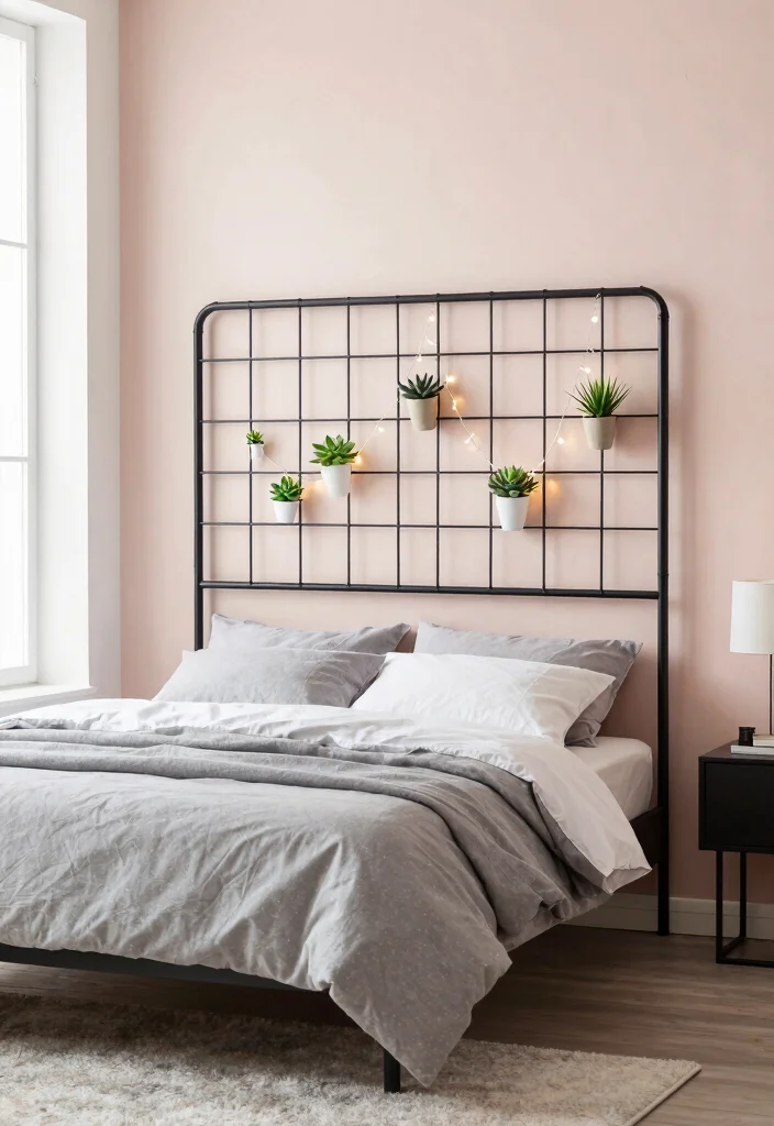 10 Headboard Ideas Bedroom Modern with Sharp Clean Lines 2. Metal Grid Headboard 0