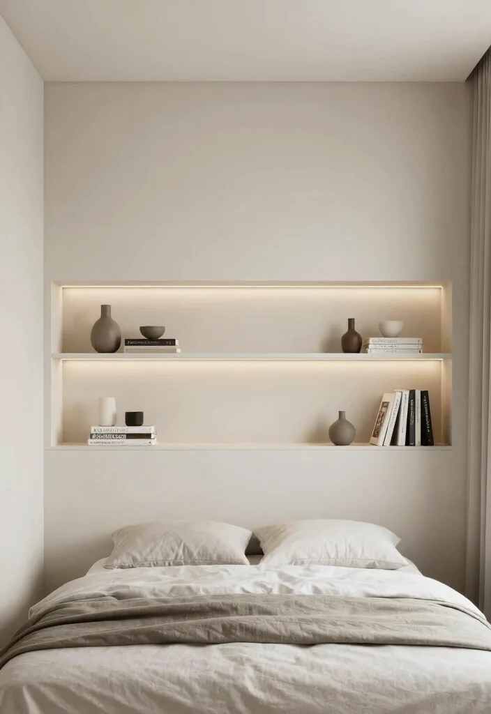10 Headboard Ideas Bedroom Modern with Sharp Clean Lines 8. Built In Headboard with Shelves 0