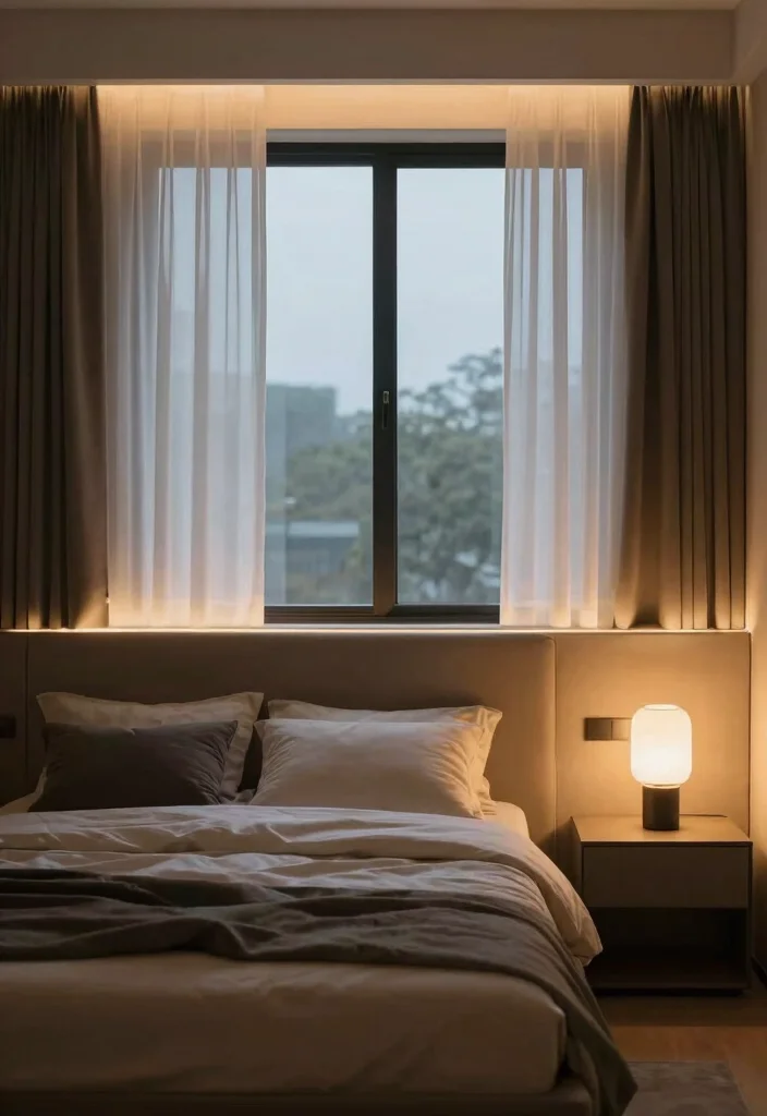 10 Headboard in Front of Window Ideas That Surprisingly Work 4. Headboard with Built In Lighting 0