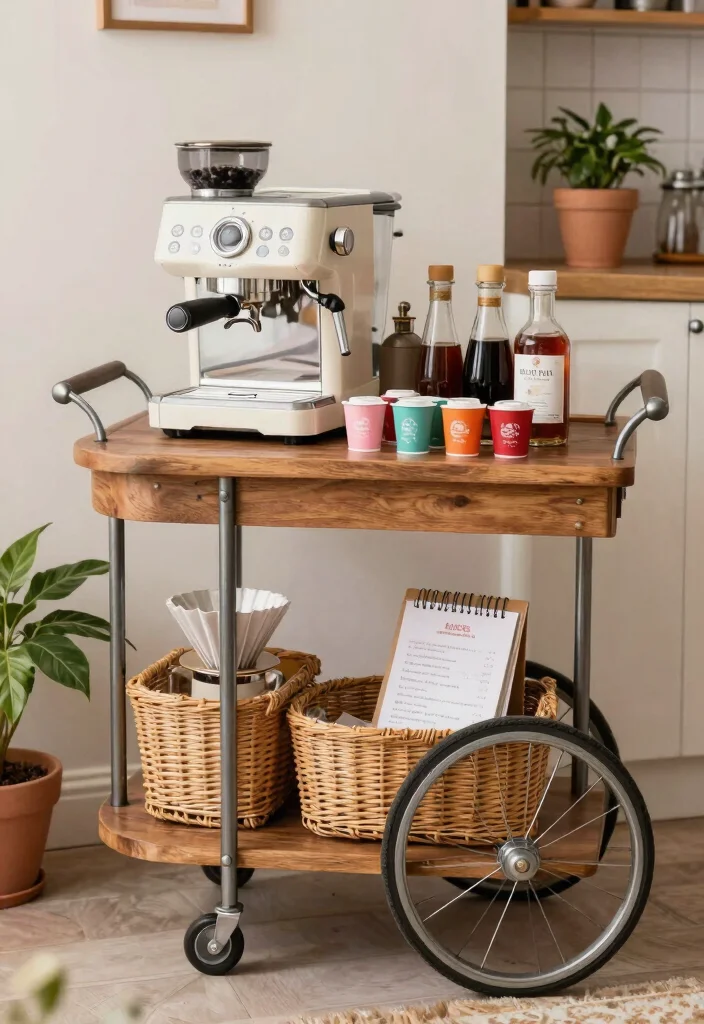 10 Home Coffee Bar Ideas for Cozy Weekend Reset Vibes 2. A Cozy Coffee Cart 0