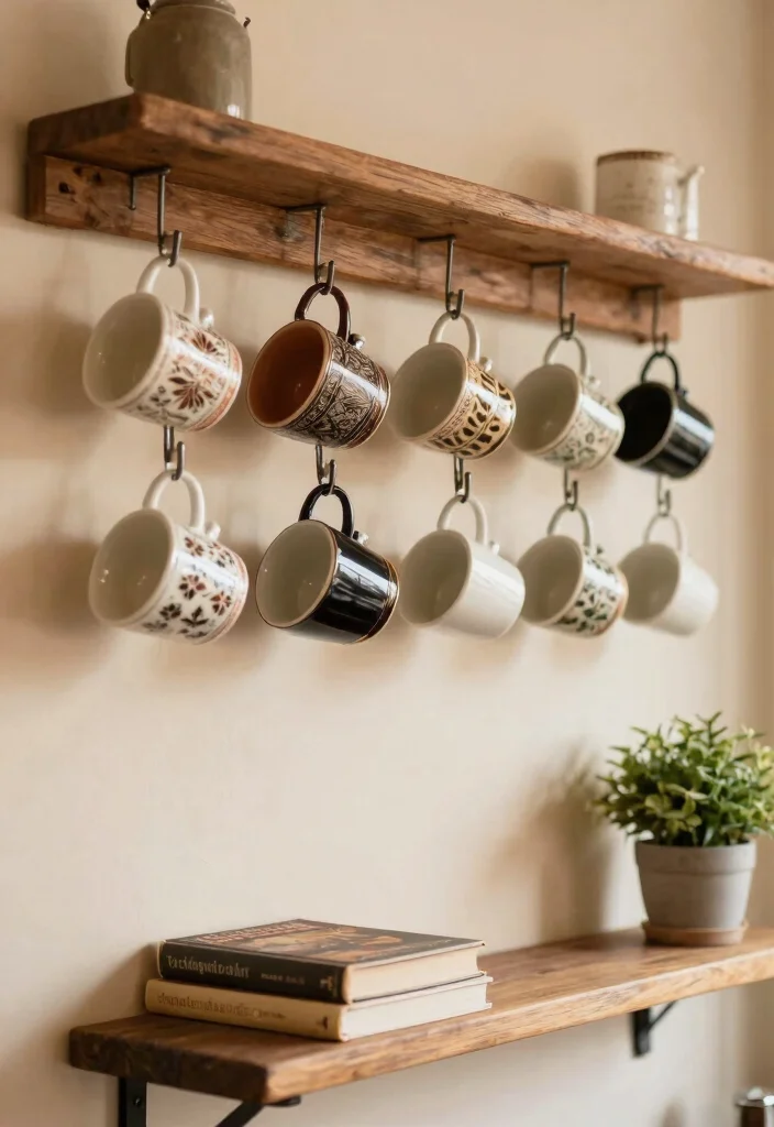 10 Home Coffee Bar Ideas for Cozy Weekend Reset Vibes 3. Vintage Coffee Mugs Display 0