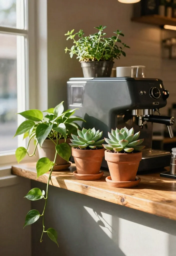 10 Home Coffee Bar Ideas for Cozy Weekend Reset Vibes 4. A Touch of Greenery 0