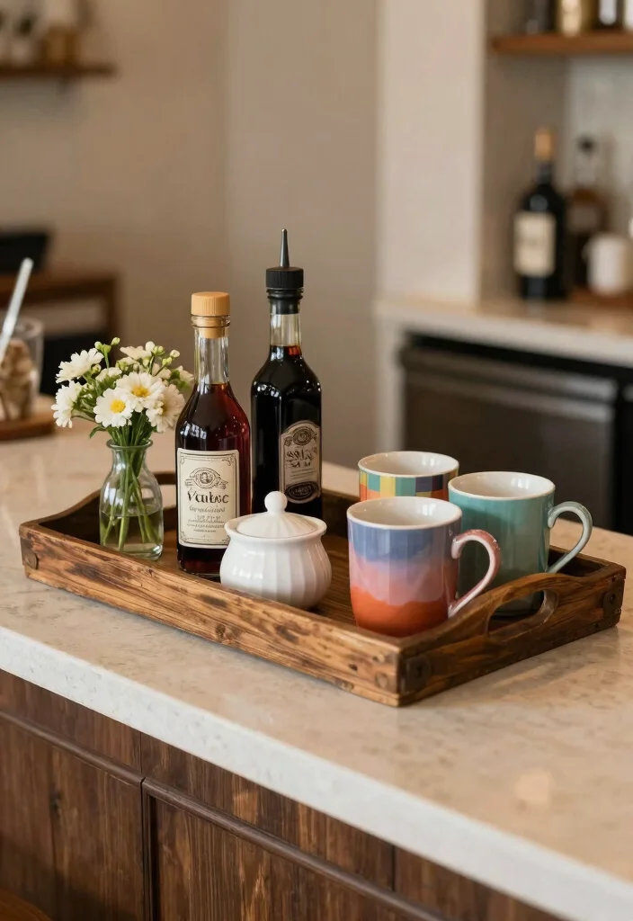 10 Home Coffee Bar Ideas for Cozy Weekend Reset Vibes 7. Stylish Serving Trays 0