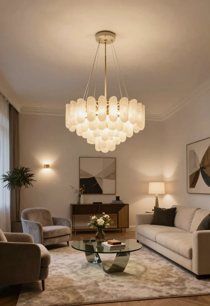 10 Living Room Decor Apartment Ideas That Feel High End 2. Statement Lighting Fixtures 0