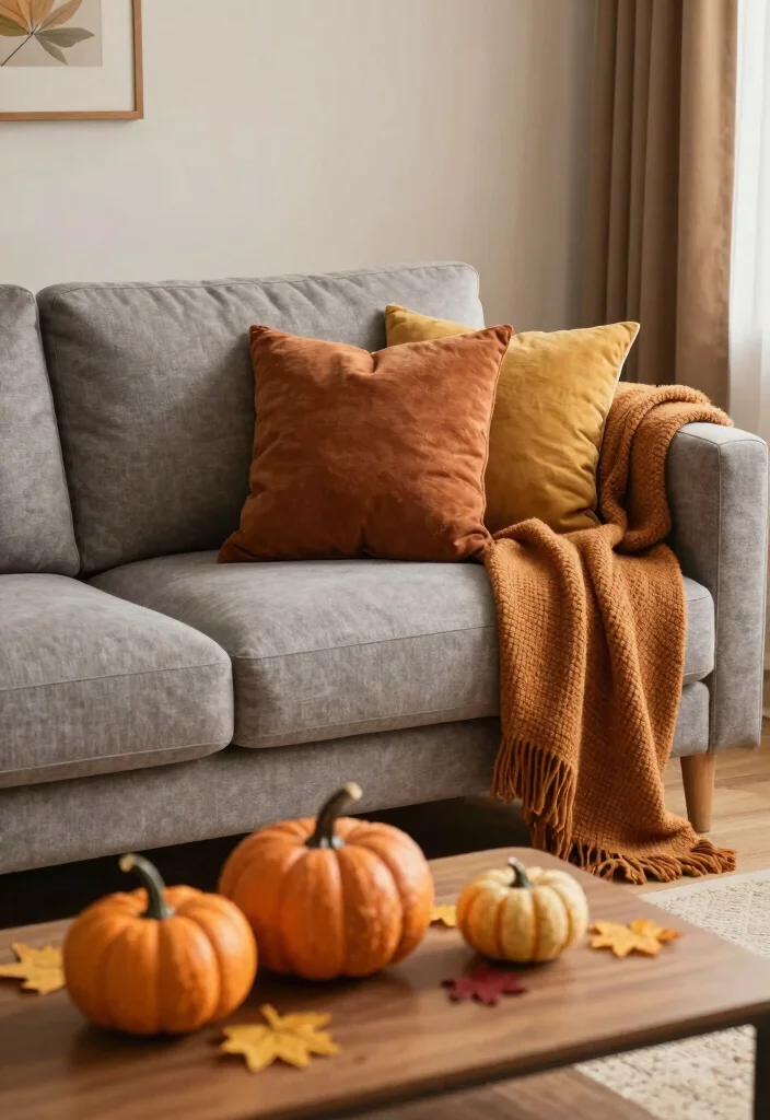 10 Living Room Ideas With Grey Couch That Feel Balanced and Stylish 60 10 Living Room Ideas With Grey Couch That Feel Balanced and Stylish 10. Seasonal Decor for Freshness 0