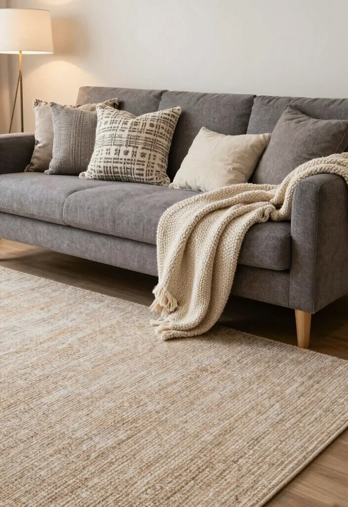 10 Living Room Ideas With Grey Couch That Feel Balanced and Stylish 25 10 Living Room Ideas With Grey Couch That Feel Balanced and Stylish 5. Layered Textiles for Comfort 0