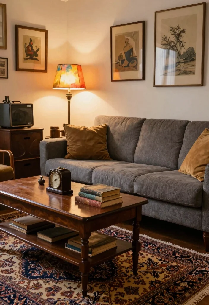 10 Living Room Ideas With Grey Couch That Feel Balanced and Stylish 47 10 Living Room Ideas With Grey Couch That Feel Balanced and Stylish 7. Vintage Touches for Character 0