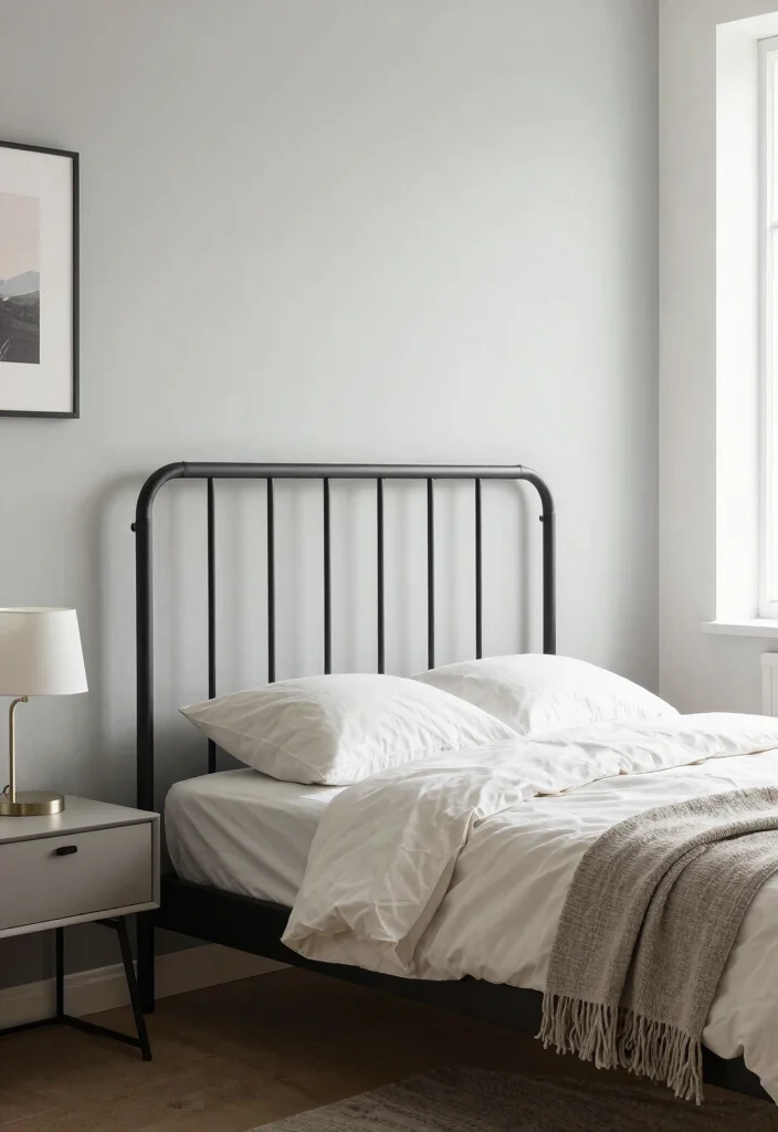 10 Modern Bed Headboard Ideas That Feel Architectural and Clean 3. Metal Frame Headboard 0