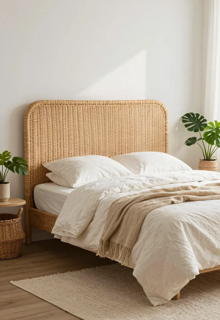 10 Modern Bed Headboard Ideas That Feel Architectural and Clean 4. Textured Woven Headboard 0
