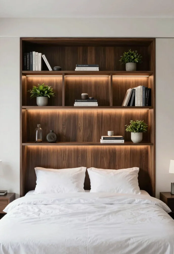 10 Modern Bed Headboard Ideas That Feel Architectural and Clean 9. Enclosed Shelf Headboard 0