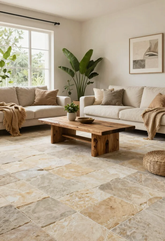 10 Modern Living Room Tile Floor Ideas That Feel Sleek and Polished 50 10 Modern Living Room Tile Floor Ideas That Feel Sleek and Polished 10. Nature Inspired Stone Tiles 0