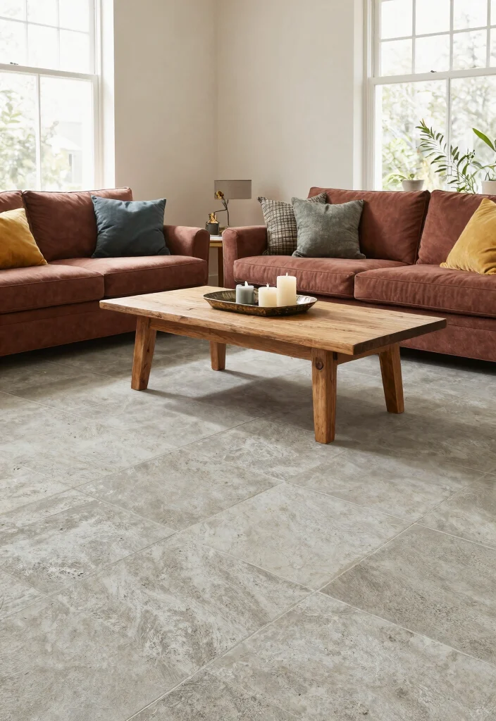 10 Modern Living Room Tile Floor Ideas That Feel Sleek and Polished 2 10 Modern Living Room Tile Floor Ideas That Feel Sleek and Polished 2. Textured Cement Tiles 0