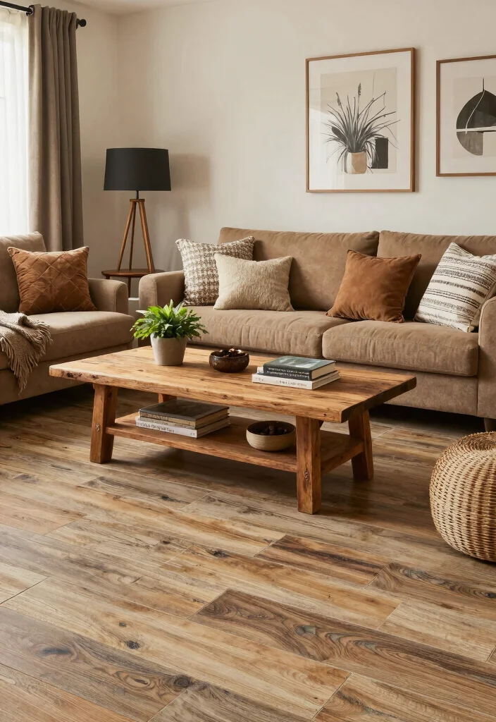 10 Modern Living Room Tile Floor Ideas That Feel Sleek and Polished 25 10 Modern Living Room Tile Floor Ideas That Feel Sleek and Polished 5. Reclaimed Wood Effect Tiles 0