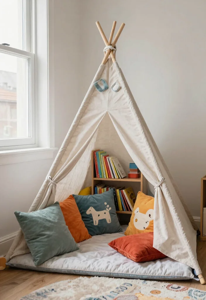 10 Playroom Ideas Small Space That Still Feel Open and Airy 10. Cozy Reading Nook 0