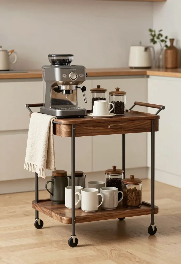 10 Simple Coffee Bar Ideas That Still Feel Designer Approved 2 10 Simple Coffee Bar Ideas That Still Feel Designer Approved 2. A Compact Coffee Cart 0