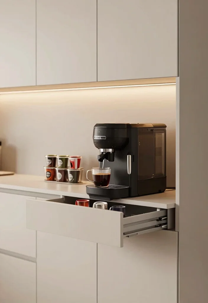 10 Simple Coffee Bar Ideas That Still Feel Designer Approved 24 10 Simple Coffee Bar Ideas That Still Feel Designer Approved 4. Create an Under Counter Coffee Station 0