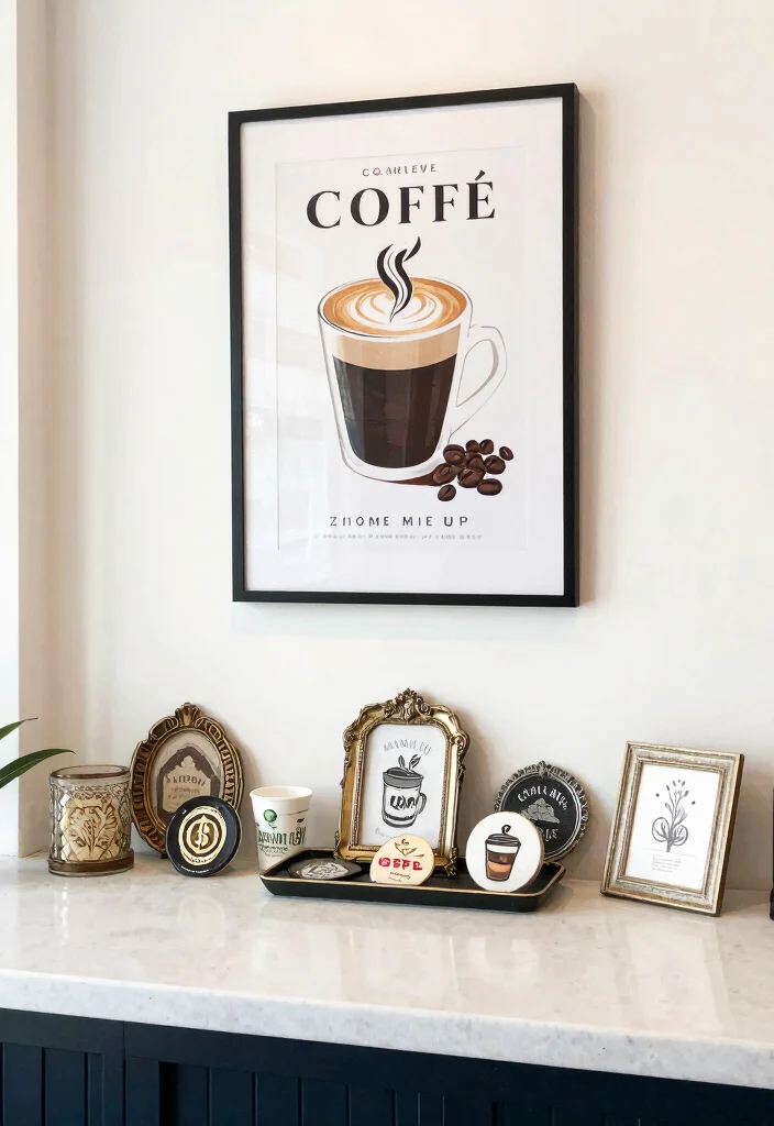 10 Simple Coffee Bar Ideas That Still Feel Designer Approved 59 10 Simple Coffee Bar Ideas That Still Feel Designer Approved 9. Personalize with Art and Decor 0