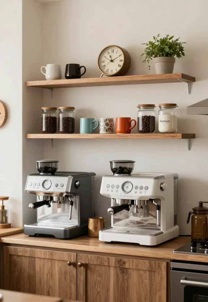 10 Small Coffee Bar Ideas That Turn Tiny Corners Into Ritual Spots 4. Compact Coffee Bar with Open Shelving 0