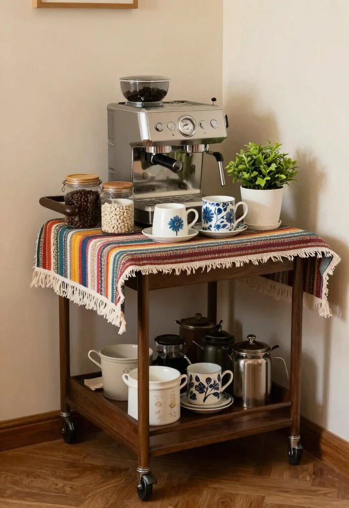 10 Small Coffee Bar Ideas That Turn Tiny Corners Into Ritual Spots 6. Tiny Cart of Delight 0