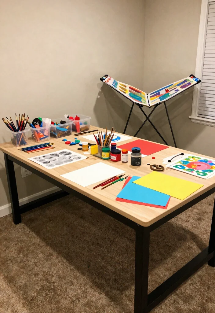 12 Basement Playroom Ideas That Don’t Feel Like a Basement 62 12 Basement Playroom Ideas That Dont Feel Like a Basement 12. Family Friendly Craft Station 0