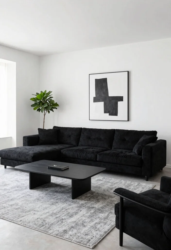 12 Black Sectional Living Room Ideas Decor That Feel Luxe 1. Monochromatic Chic 0