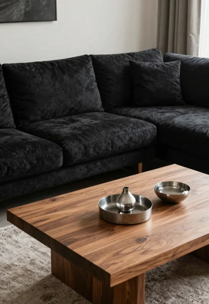 12 Black Sectional Living Room Ideas Decor That Feel Luxe 11. Mixing Materials 0