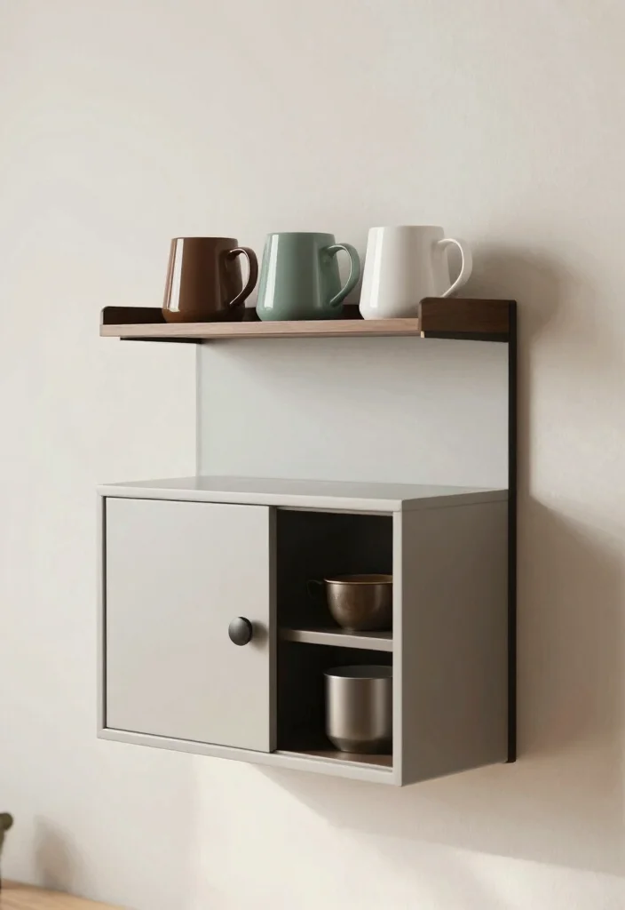 12 Coffee Bar Cabinet Ideas That Hide Clutter Beautifully 10. Wall Mounted Coffee Station 0