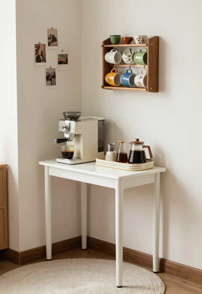 12 Coffee Bar Cabinet Ideas That Hide Clutter Beautifully 3. Chic Corner Coffee Nook 0