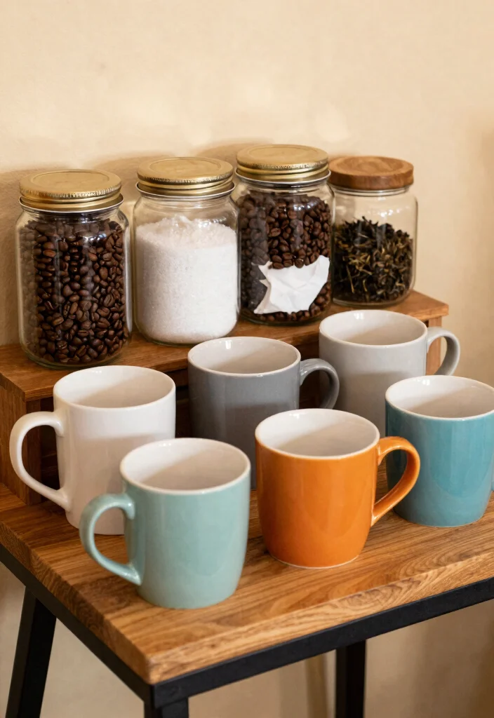 12 Coffee Bar Ideas Small Spaces That Feel Personal and Calm 39 12 Coffee Bar Ideas Small Spaces That Feel Personal and Calm 9. Mix and Match Coffee Supplies 0