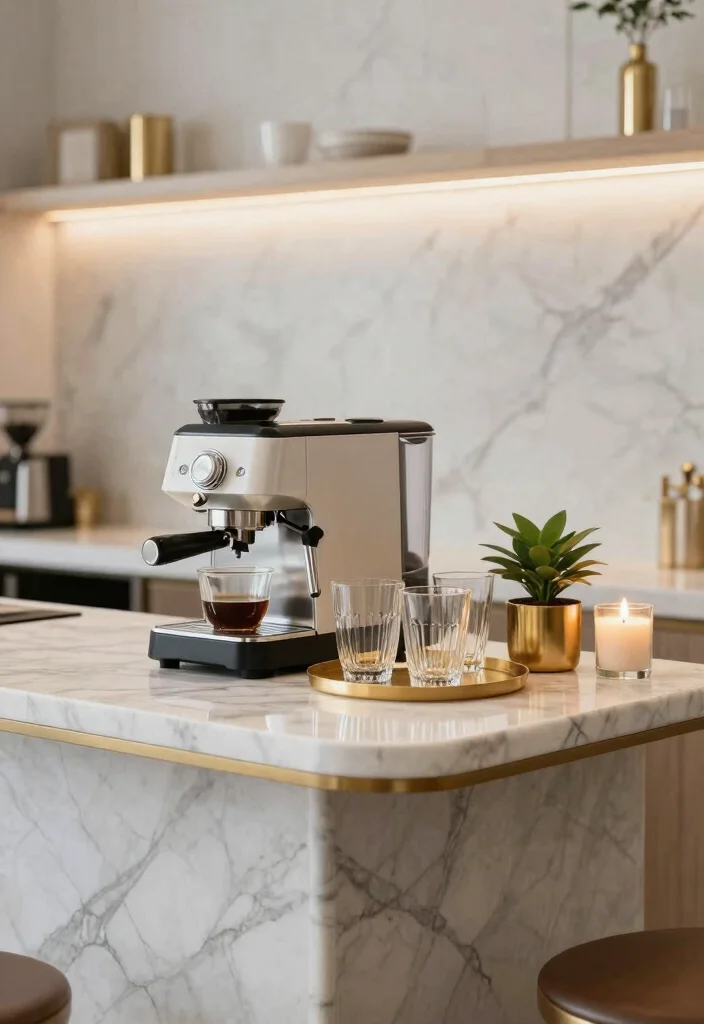 12 Coffee Bar Ideas for Small Spaces That Feel Surprisingly Luxe 62 12 Coffee Bar Ideas for Small Spaces That Feel Surprisingly Luxe 12. Luxe Minimalist Coffee Bar with Marble Accents 0