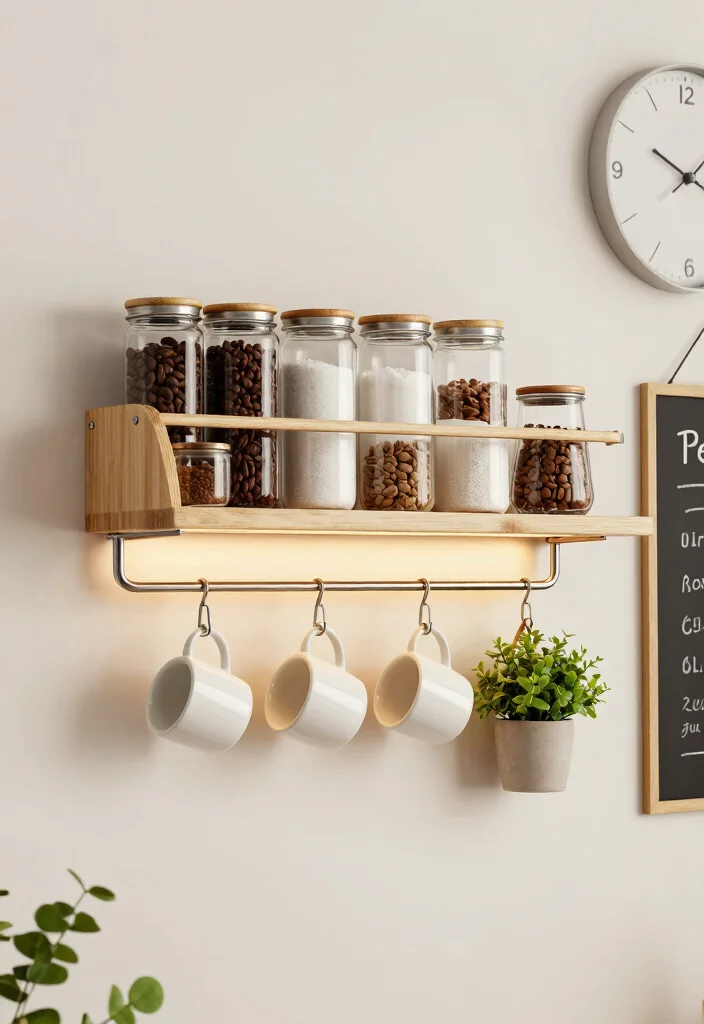 12 Coffee Bar Ideas for Small Spaces That Feel Surprisingly Luxe 36 12 Coffee Bar Ideas for Small Spaces That Feel Surprisingly Luxe 6. Elegant Wall Mounted Coffee Shelf 0