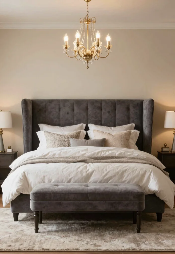 12 Dark Grey Headboard Bedroom Ideas That Feel Hotel Inspired 2. Plush Upholstered Elegance 0